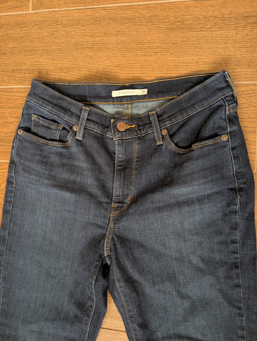 Levi's Womens Dark Blue Classic Straight Leg Jeans Size 8 - Picture 6 of 8